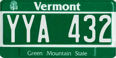 VT license plate YYA432