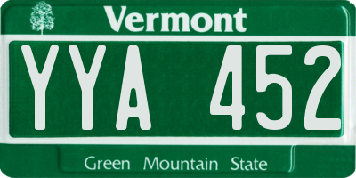 VT license plate YYA452