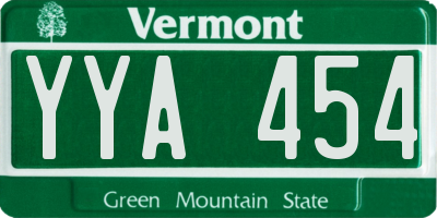 VT license plate YYA454