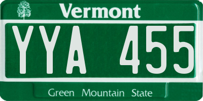 VT license plate YYA455