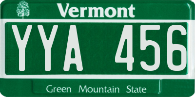 VT license plate YYA456