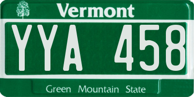VT license plate YYA458