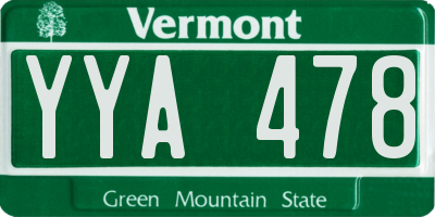 VT license plate YYA478