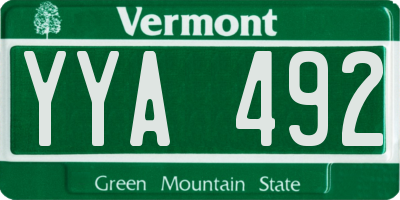 VT license plate YYA492