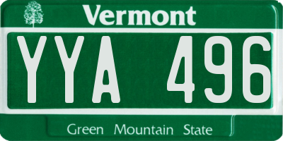 VT license plate YYA496