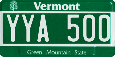 VT license plate YYA500