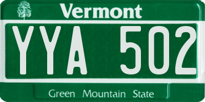 VT license plate YYA502