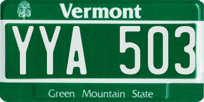VT license plate YYA503