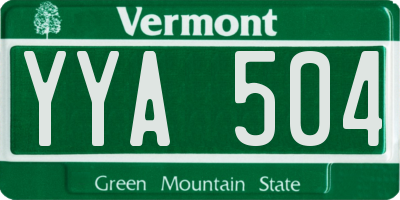 VT license plate YYA504