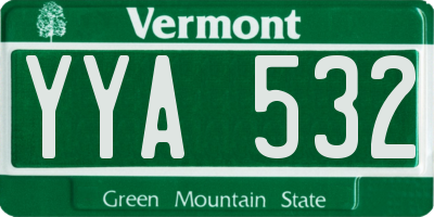 VT license plate YYA532