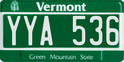 VT license plate YYA536