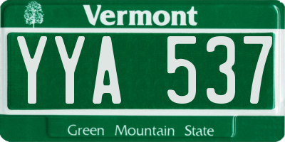 VT license plate YYA537