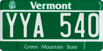 VT license plate YYA540