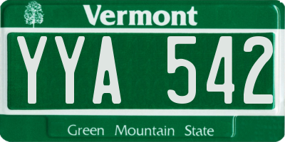VT license plate YYA542
