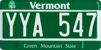 VT license plate YYA547