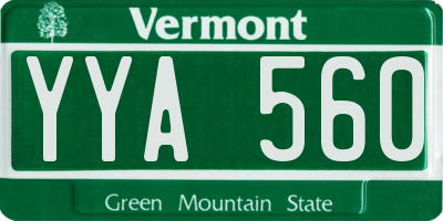VT license plate YYA560