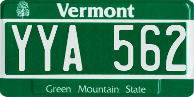 VT license plate YYA562