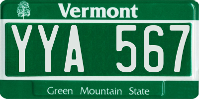 VT license plate YYA567