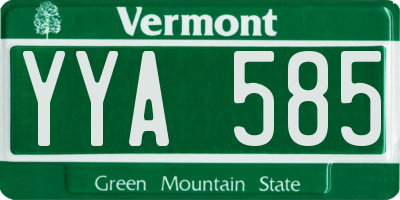 VT license plate YYA585