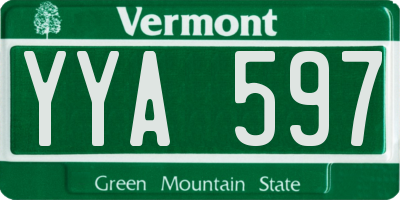 VT license plate YYA597