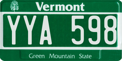 VT license plate YYA598