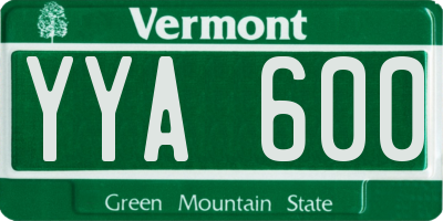 VT license plate YYA600