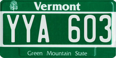 VT license plate YYA603