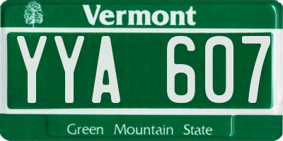 VT license plate YYA607