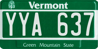 VT license plate YYA637