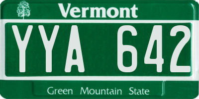 VT license plate YYA642