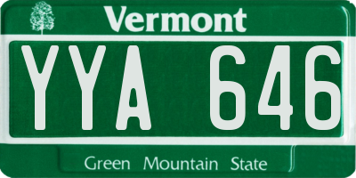VT license plate YYA646