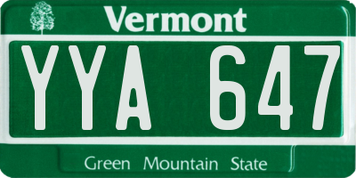 VT license plate YYA647