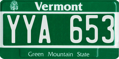 VT license plate YYA653