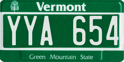 VT license plate YYA654