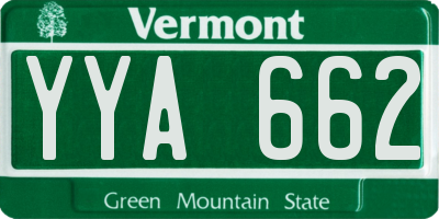 VT license plate YYA662