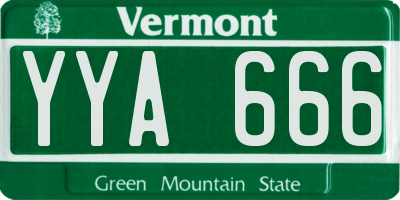 VT license plate YYA666
