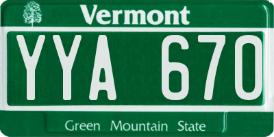 VT license plate YYA670