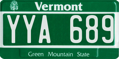 VT license plate YYA689