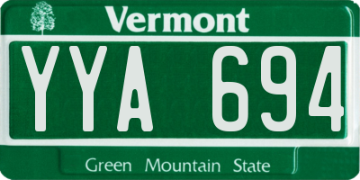 VT license plate YYA694