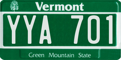 VT license plate YYA701