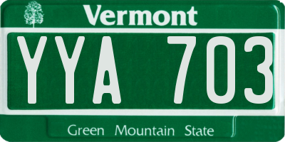 VT license plate YYA703