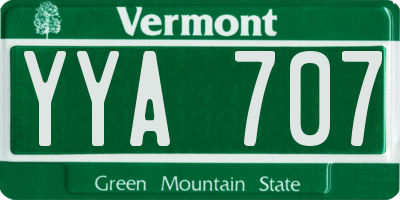 VT license plate YYA707