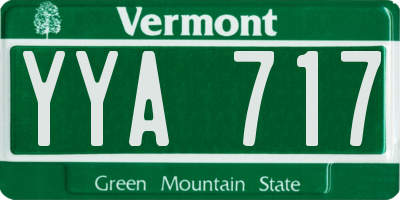 VT license plate YYA717