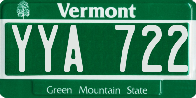 VT license plate YYA722