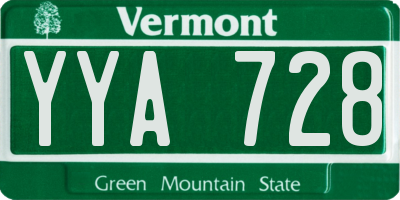 VT license plate YYA728