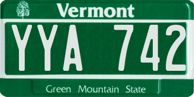 VT license plate YYA742