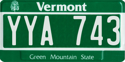VT license plate YYA743
