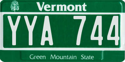 VT license plate YYA744
