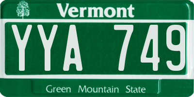 VT license plate YYA749