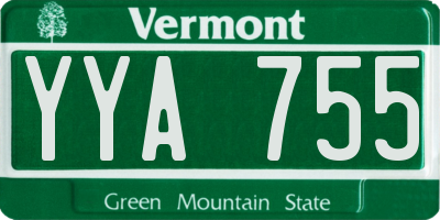 VT license plate YYA755